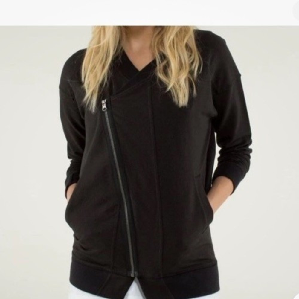 Lululemon Jacket Womens 8 Black Mula Bundle Wrap Asymmetrical Full Zipper Coat